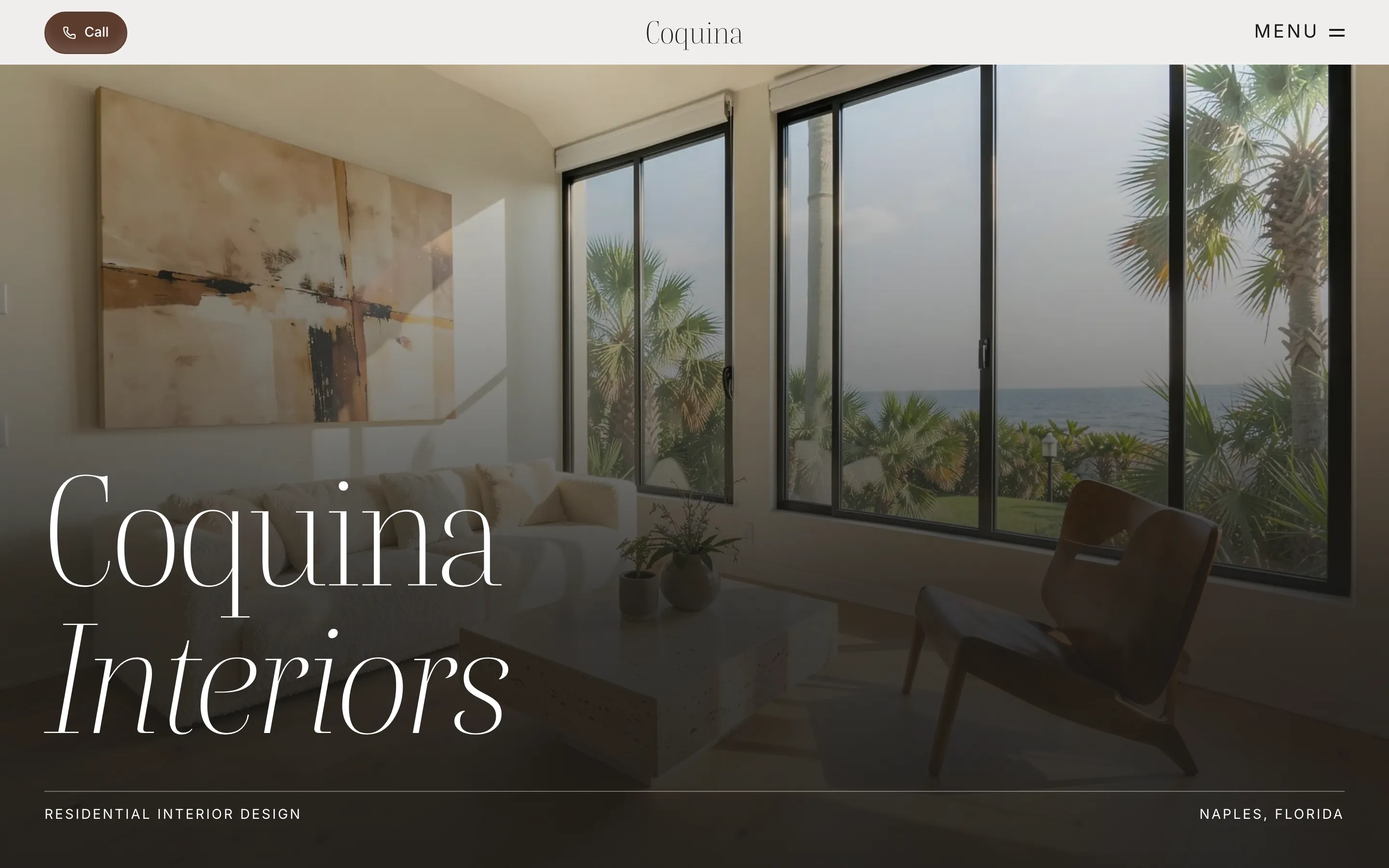 The Coquina Interiors sample site on a desktop screen.