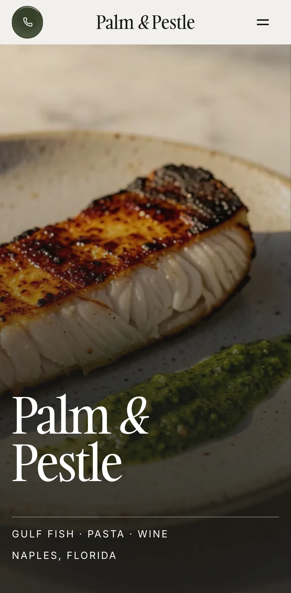 The Palm & Pestle sample site on a phone.